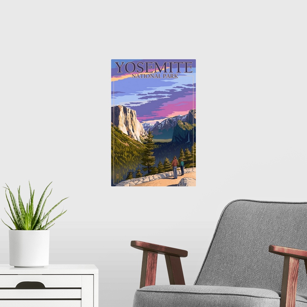 A modern room featuring Yosemite National Park, Tunnel View: Retro Travel Poster