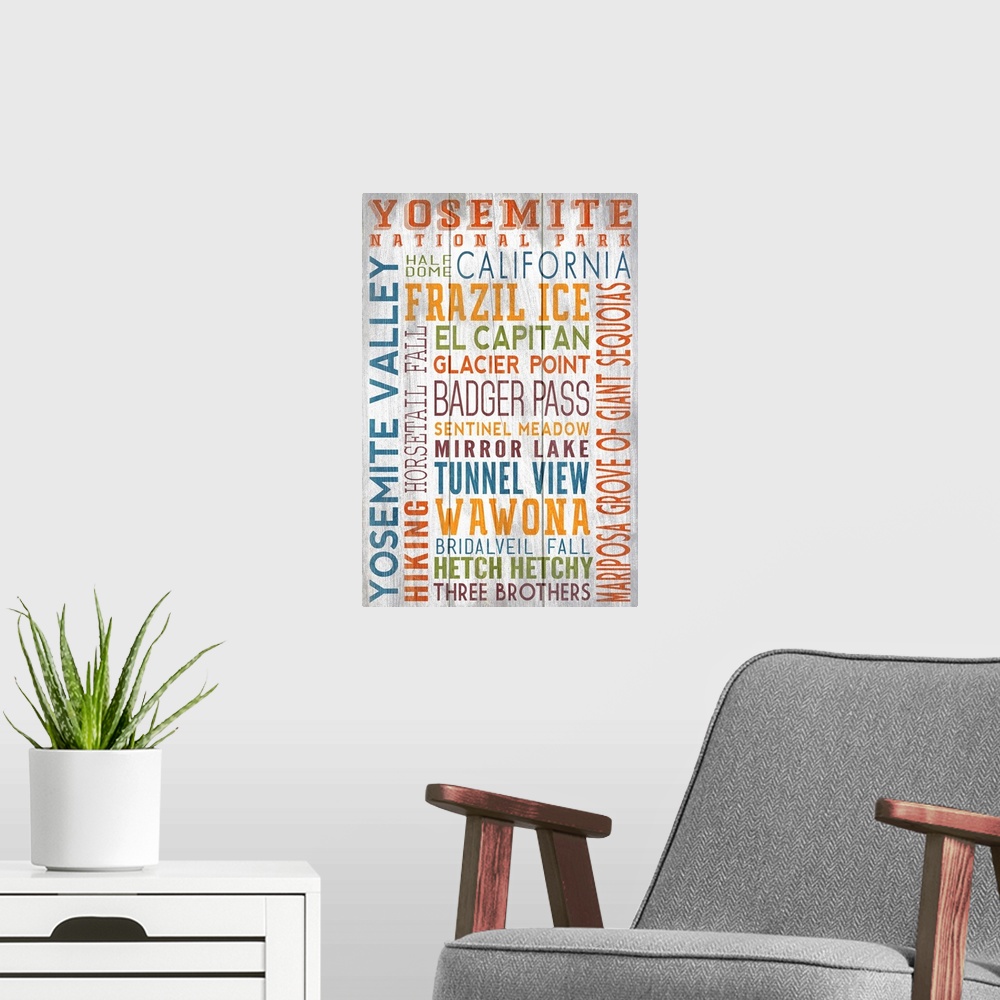 A modern room featuring Yosemite National Park - Typography