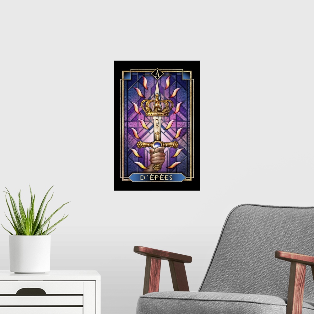 A modern room featuring D'epees Tarot Card Illustration