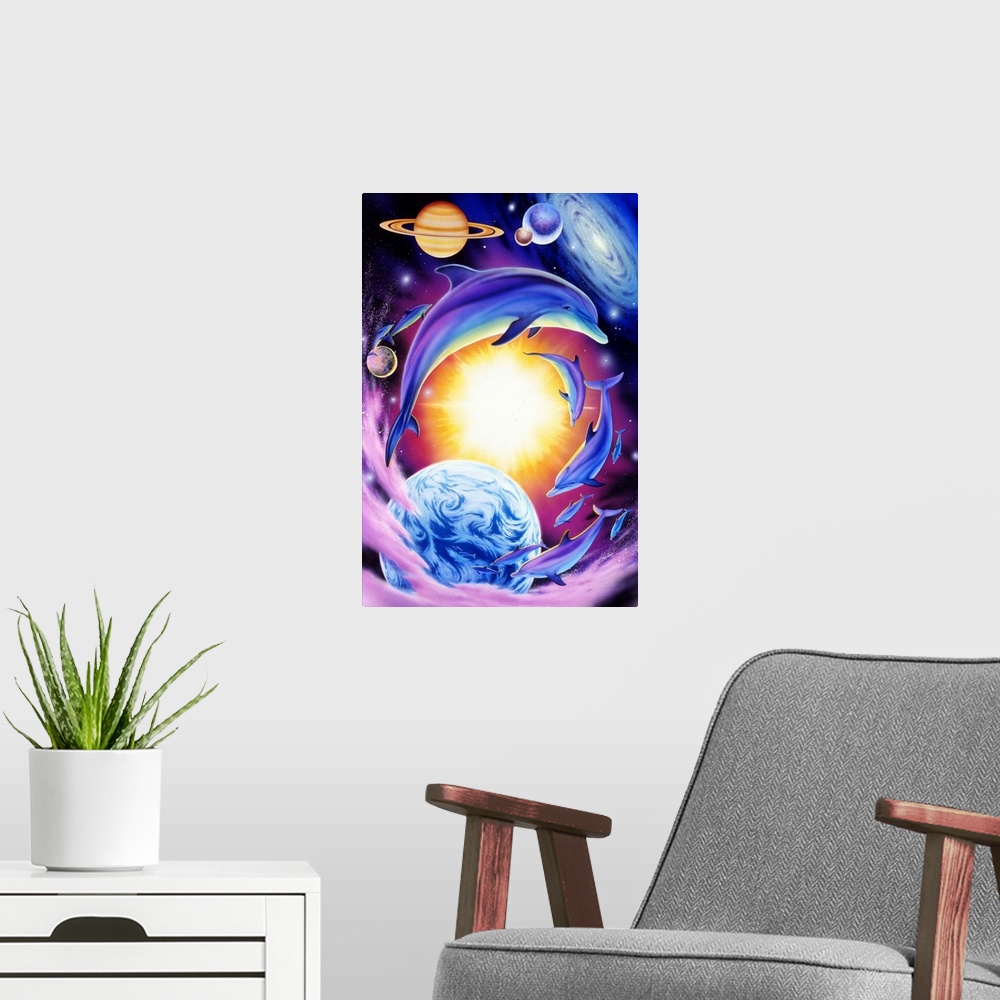 A modern room featuring Astral Dolphins IV