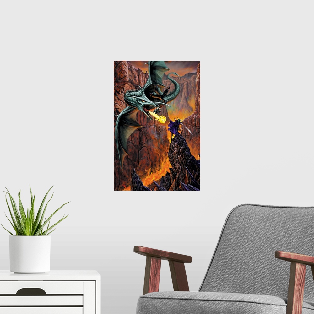A modern room featuring Dragon Chasm