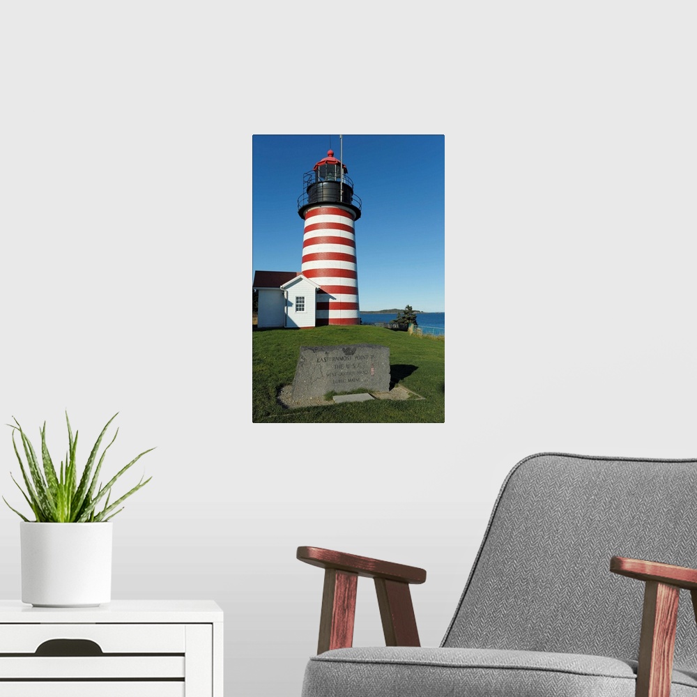 A modern room featuring Lighthouse at West Quoddy Maine,easternmost point in United States