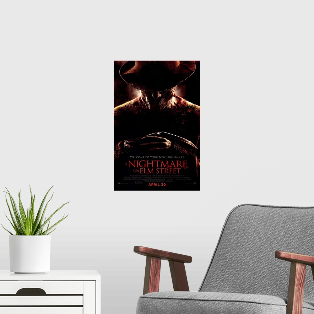 A modern room featuring A Nightmare on Elm Street - Movie Poster