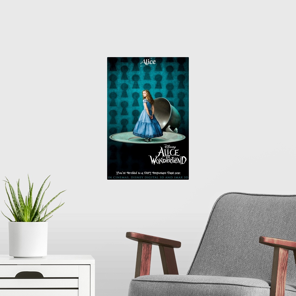 A modern room featuring The adventures of a young girl, Alice, who falls into a magical world full of strange characters ...