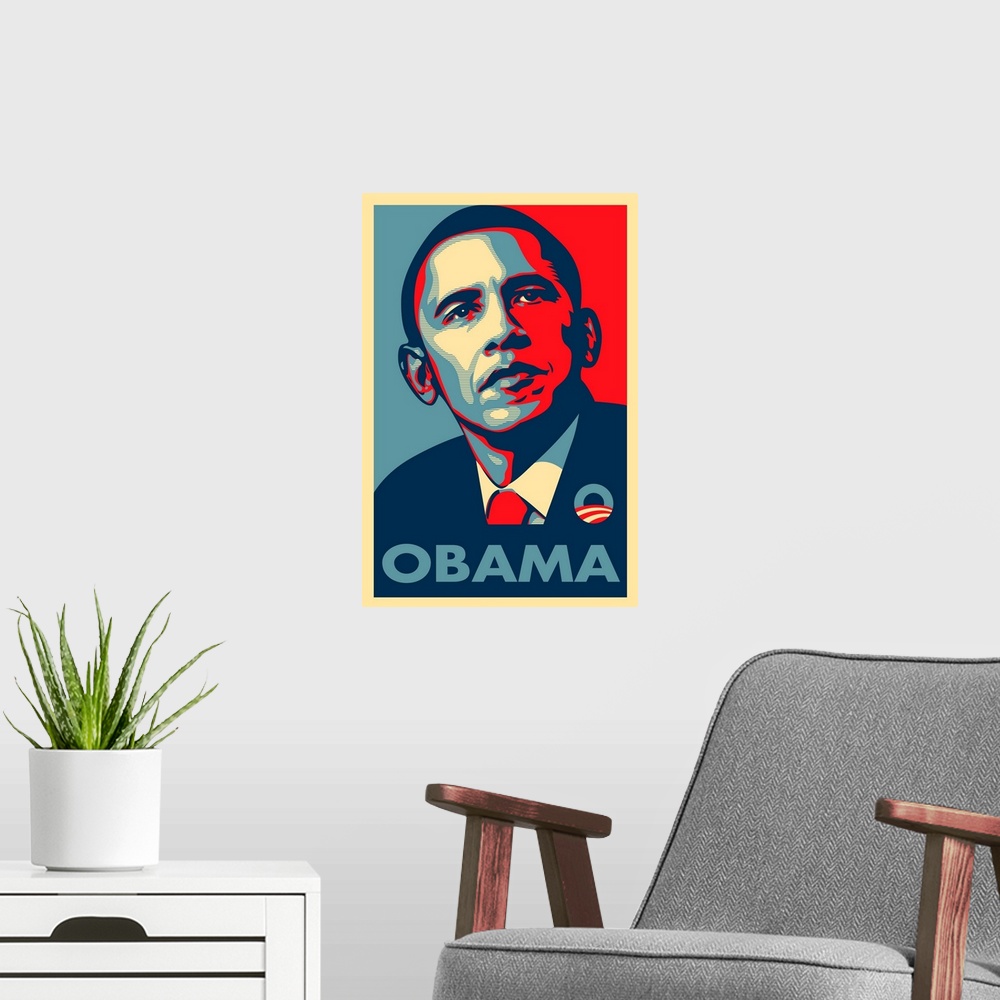 A modern room featuring Barack Obama (2008)