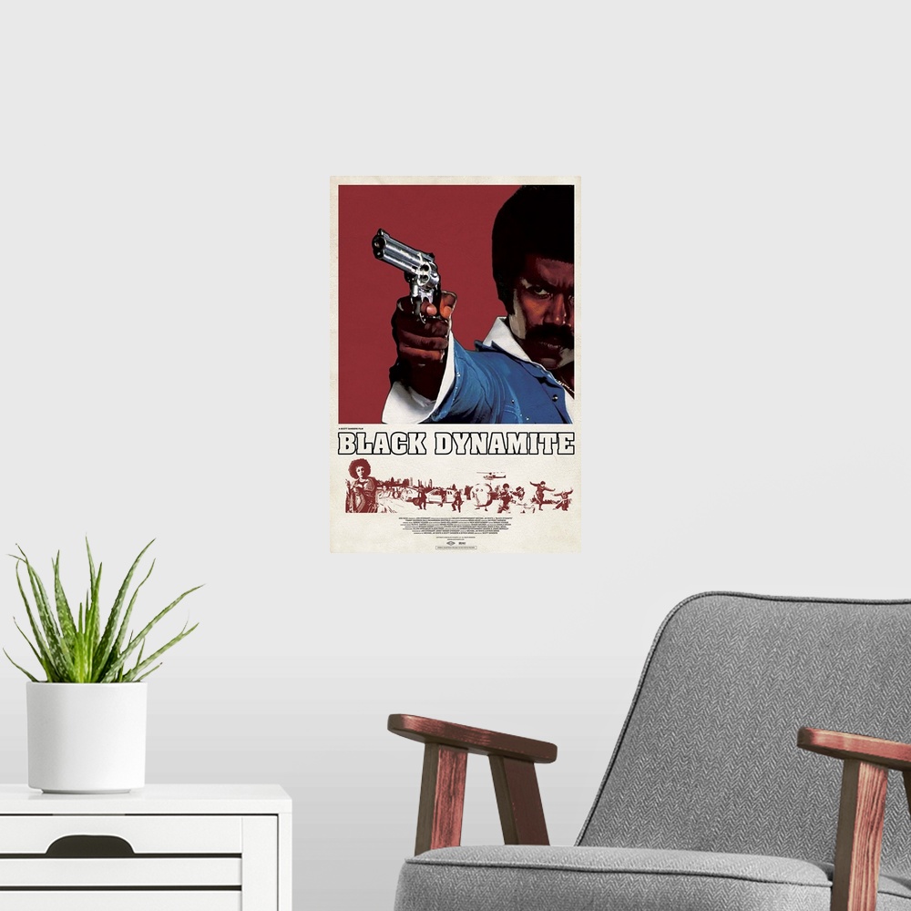 A modern room featuring Black Dynamite - Movie Poster
