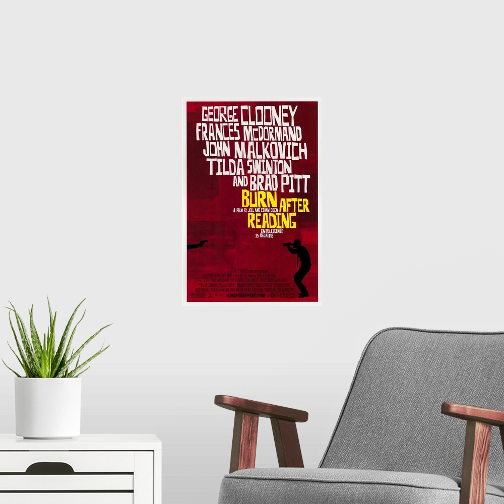 A modern room featuring Burn After Reading - Masterprint Poster
