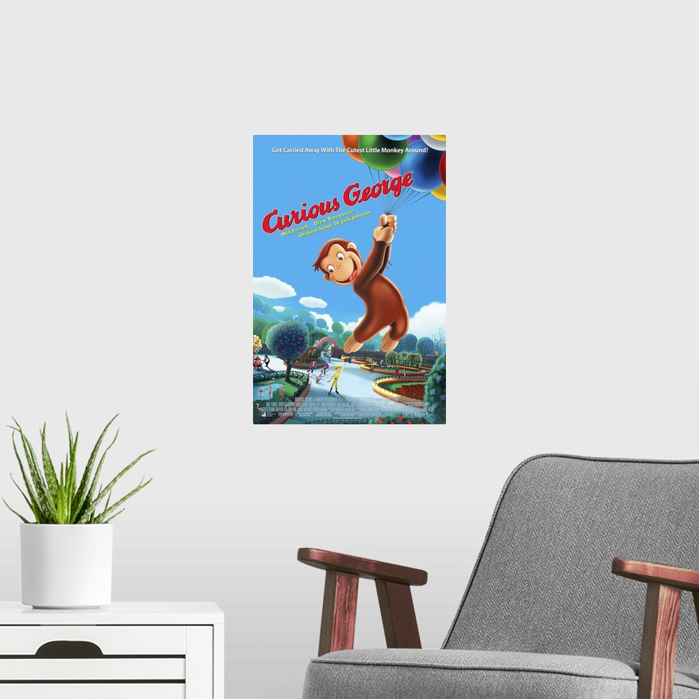 A modern room featuring Curious George (2006)