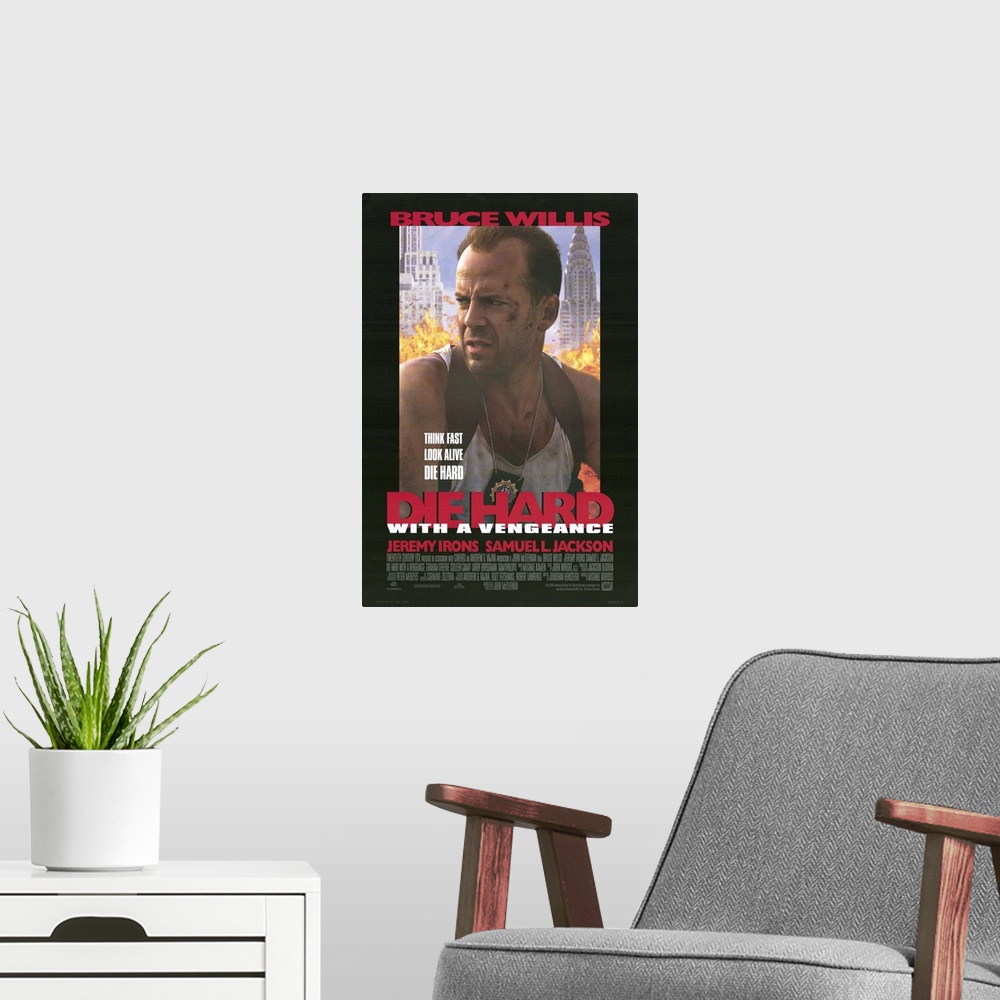 A modern room featuring Third time is not a charm in the Die Hard series. McClane (Willis) is back home in the Big Apple ...