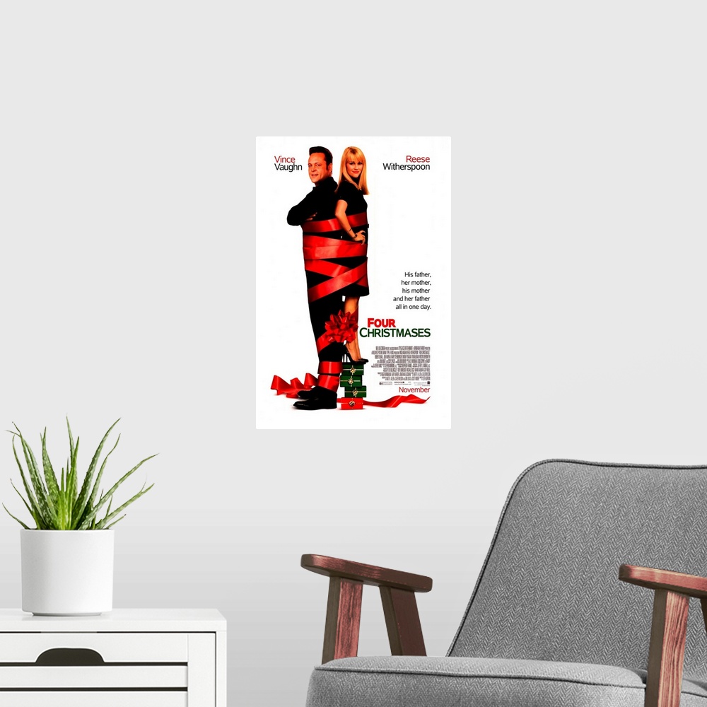 A modern room featuring Four Christmases - Movie Poster