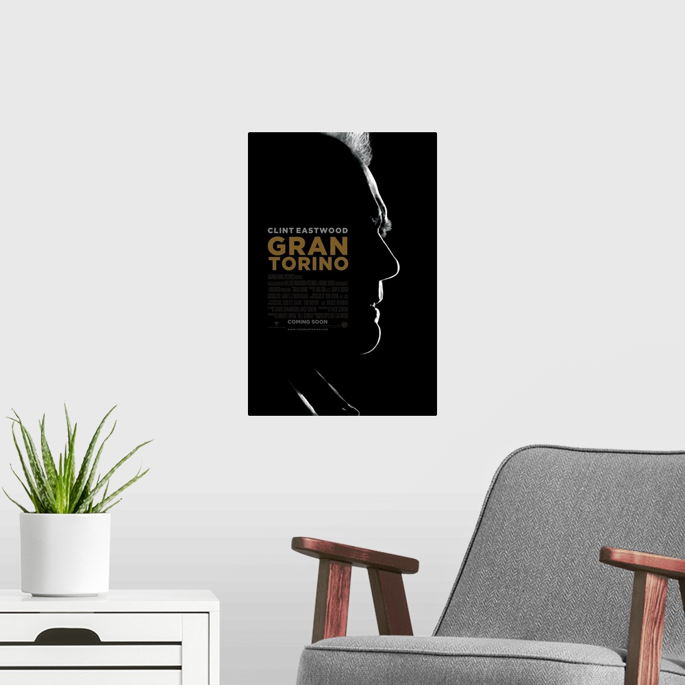 A modern room featuring Gran Torino - Movie Poster