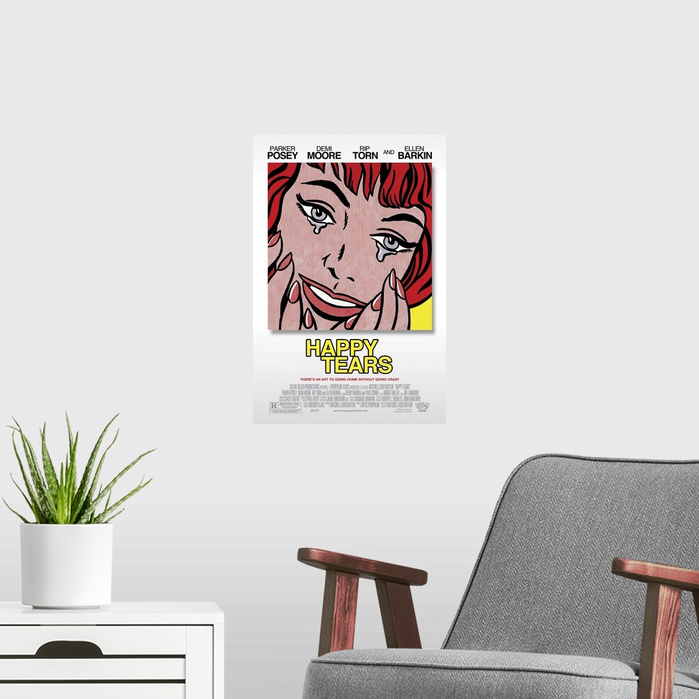 A modern room featuring Happy Tears - Movie Poster