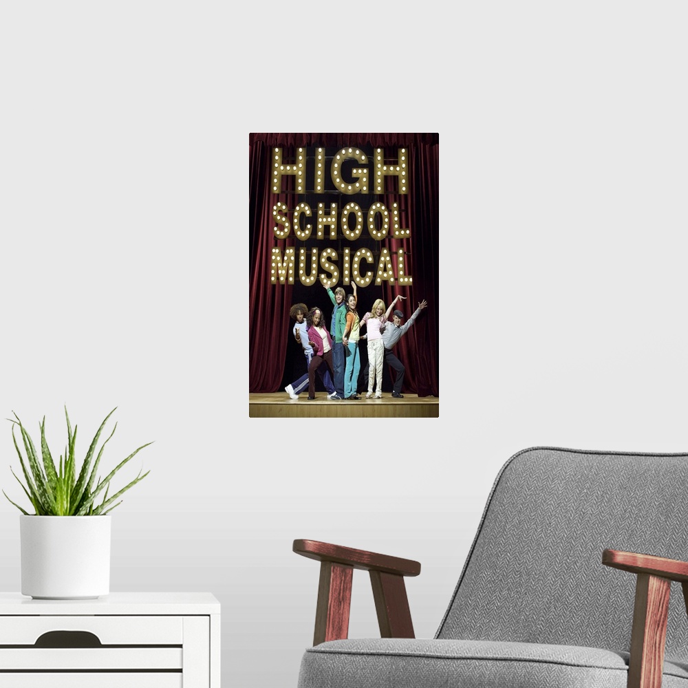 A modern room featuring High School Musical (2006)