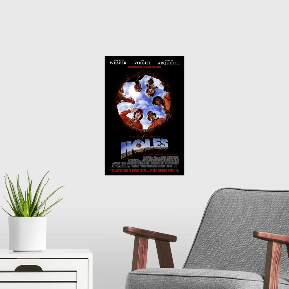 A modern room featuring Holes (2003)