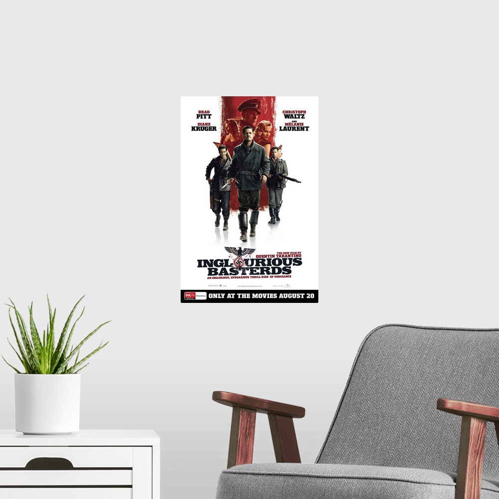 A modern room featuring Inglourious Basterds - Movie Poster - Australian