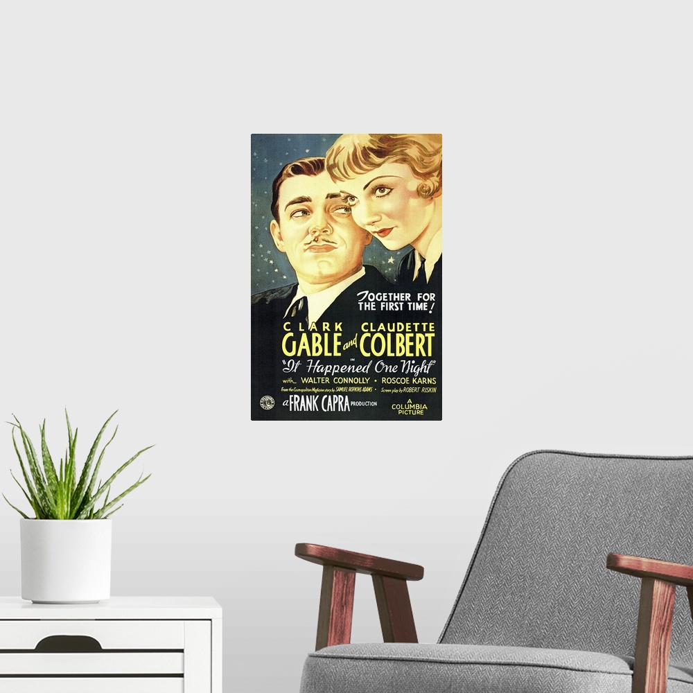 A modern room featuring Classic Capra comedy about an antagonistic couple determined to teach each other about life. Colb...
