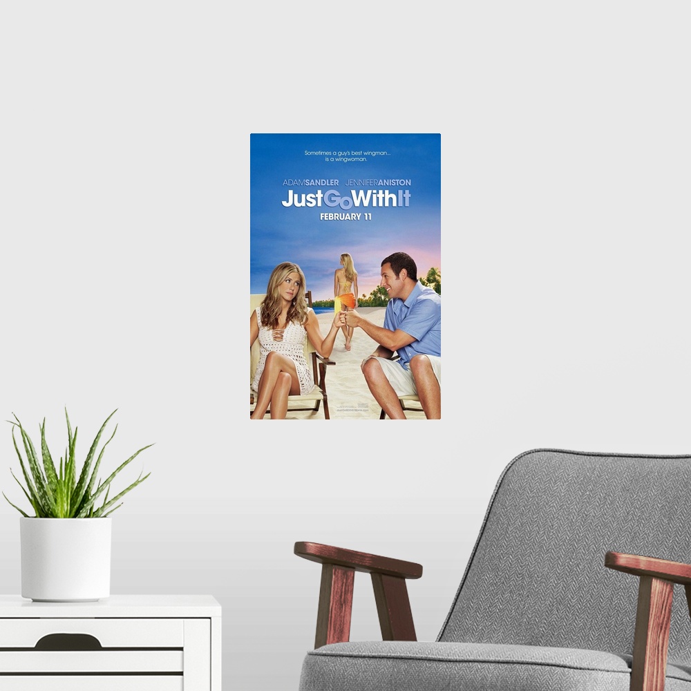 A modern room featuring Just Go with It - Movie Poster