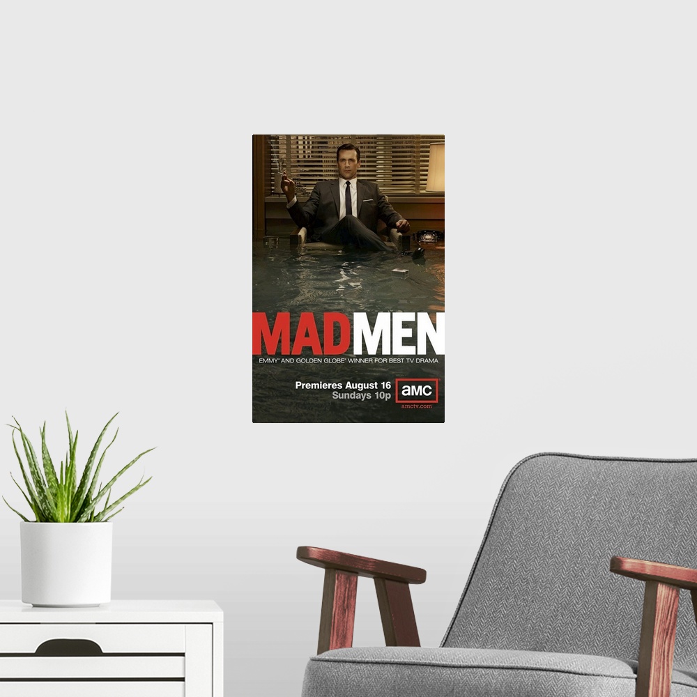 A modern room featuring A drama about one of New York's most prestigious ad agencies at the beginning of the 1960s, focus...