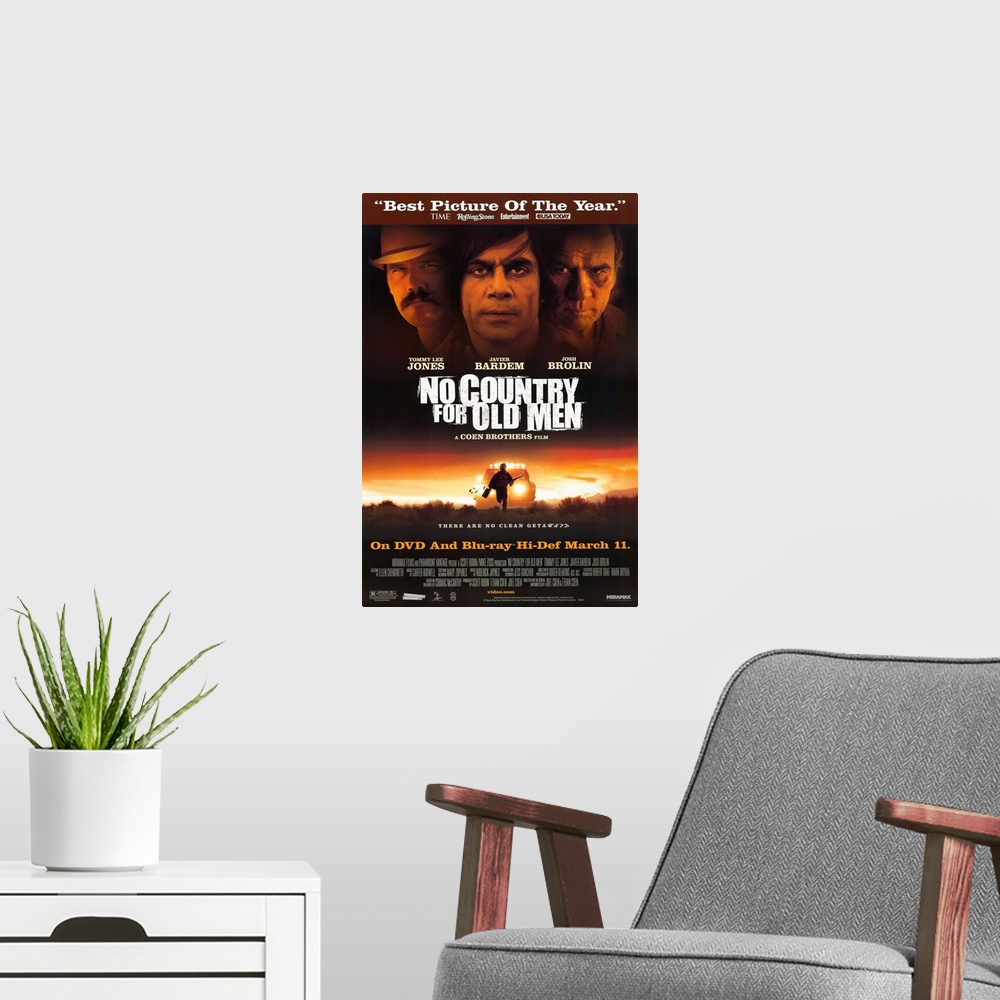 A modern room featuring No Country For Old Men (2007)