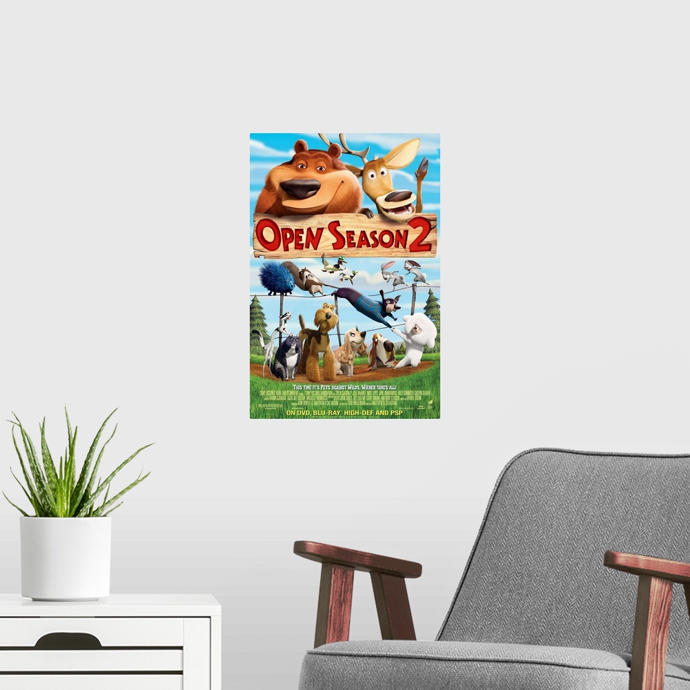 A modern room featuring Open Season 2 - Movie Poster