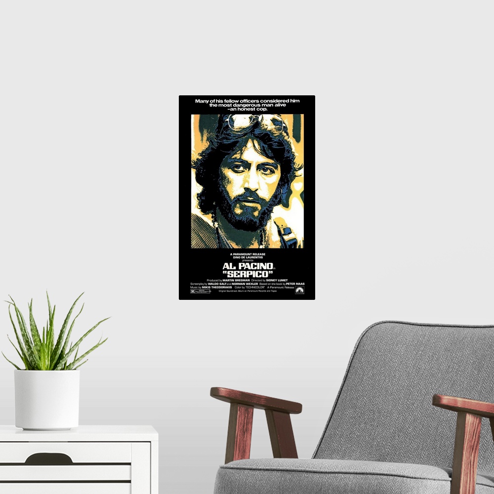 A modern room featuring Based on Peter Maas's book about the true-life exploits of Frank Serpico, a New York undercover p...