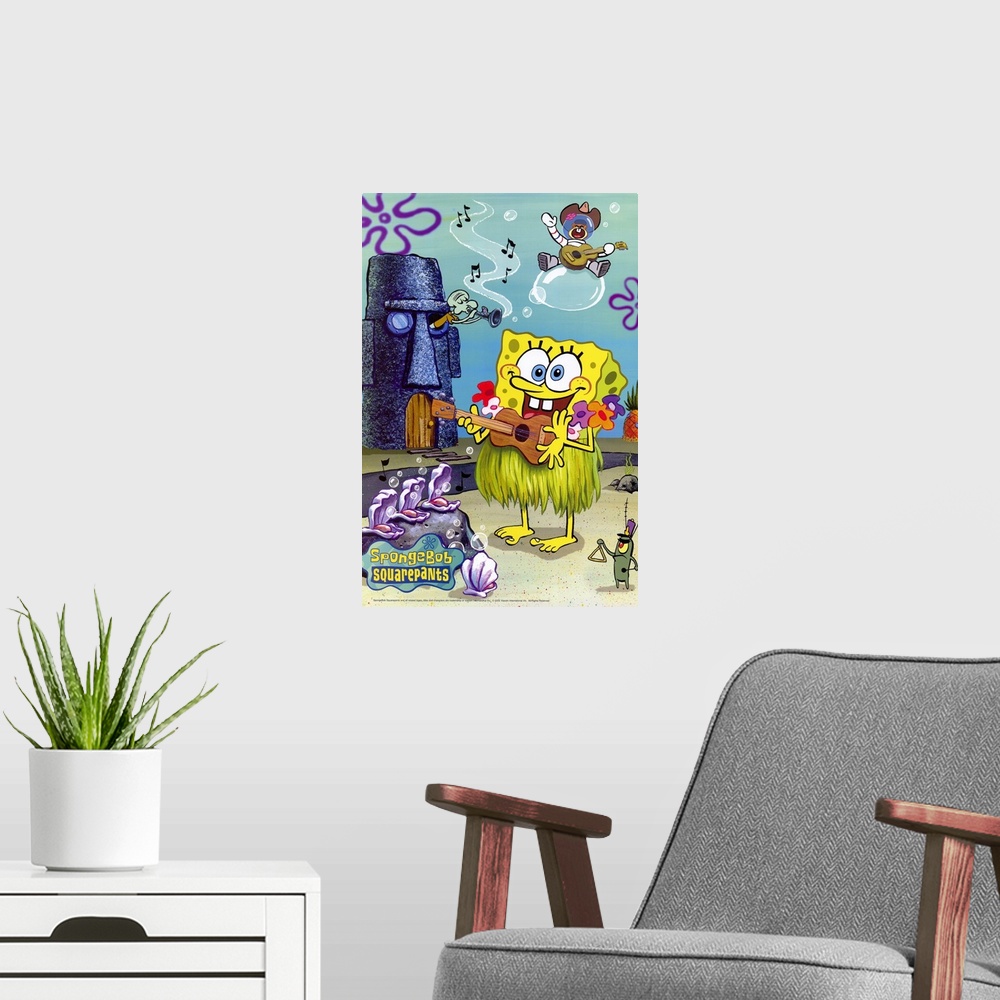 A modern room featuring SpongeBob SquarePants (2003)