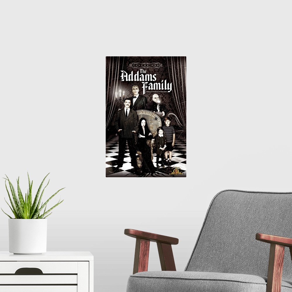 A modern room featuring The Addams Family (1964)