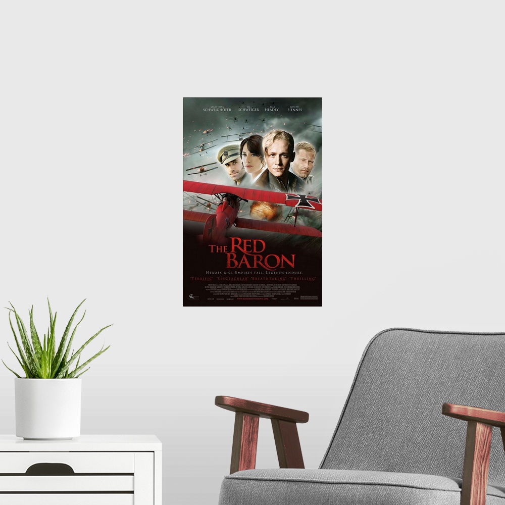 A modern room featuring The Red Baron - Movie Poster