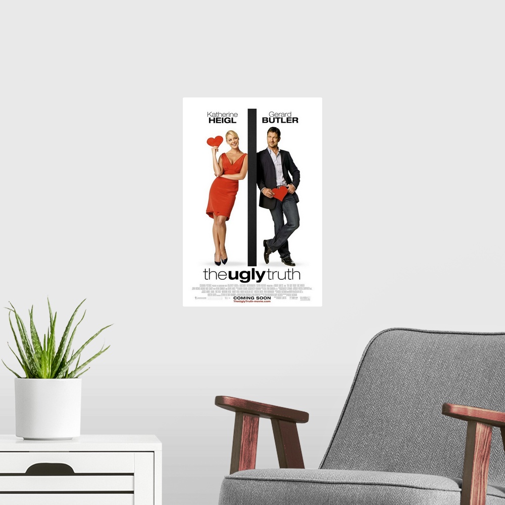 A modern room featuring The Ugly Truth - Movie Poster