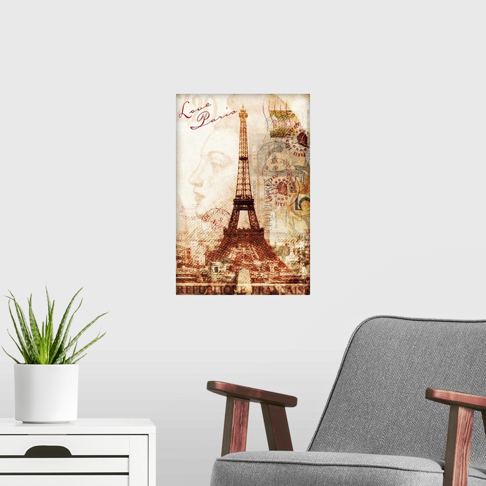 A modern room featuring Love Paris