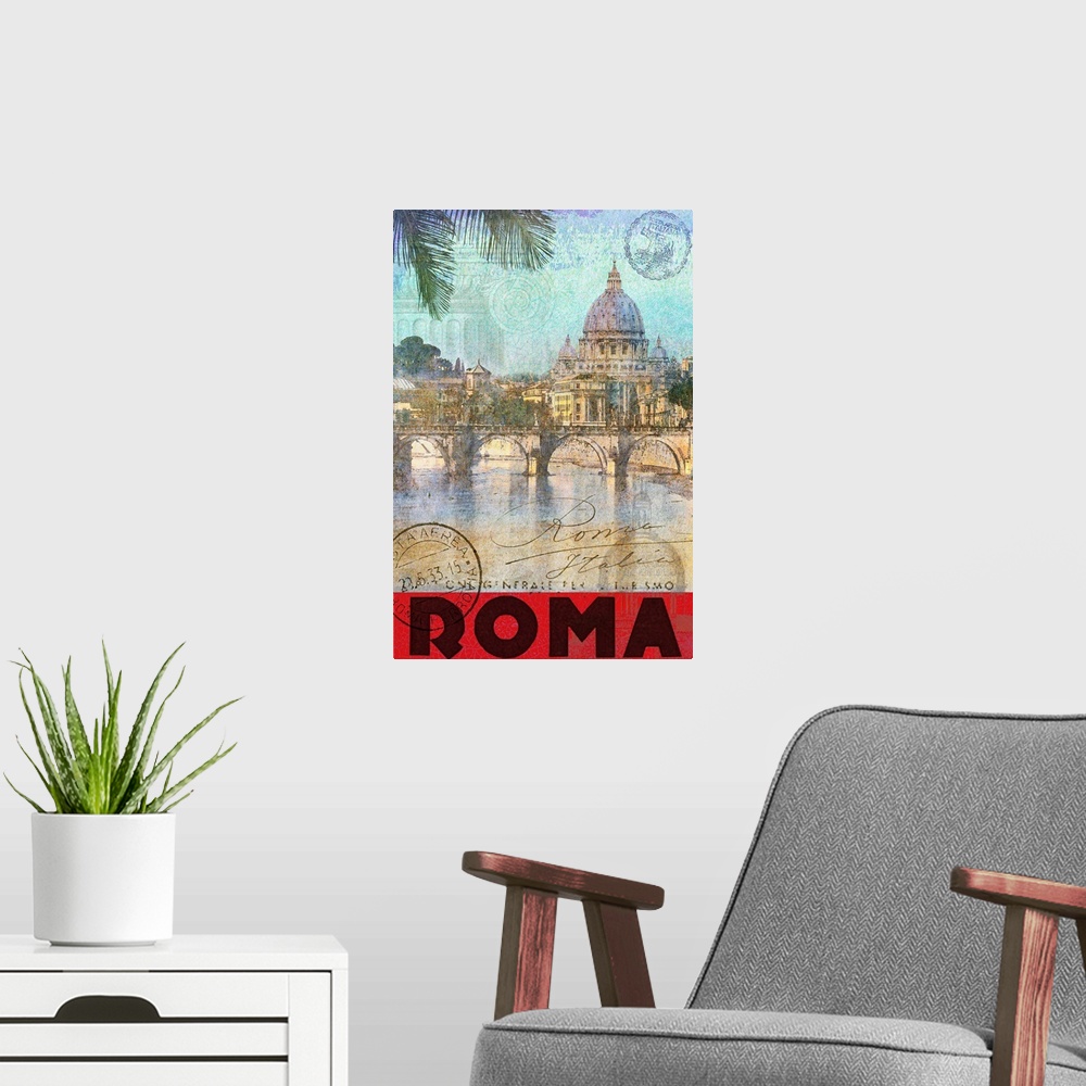 A modern room featuring Roma Poster