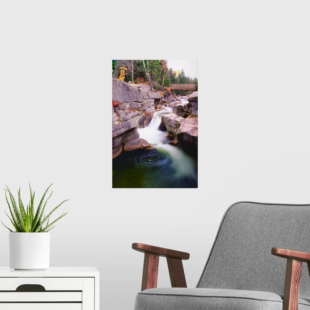 A modern room featuring Upper Falls on the Ammonoosuc River, New Hampshire.