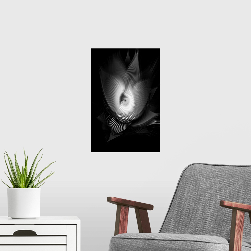 A modern room featuring Abstract photography created using photographic manipulation