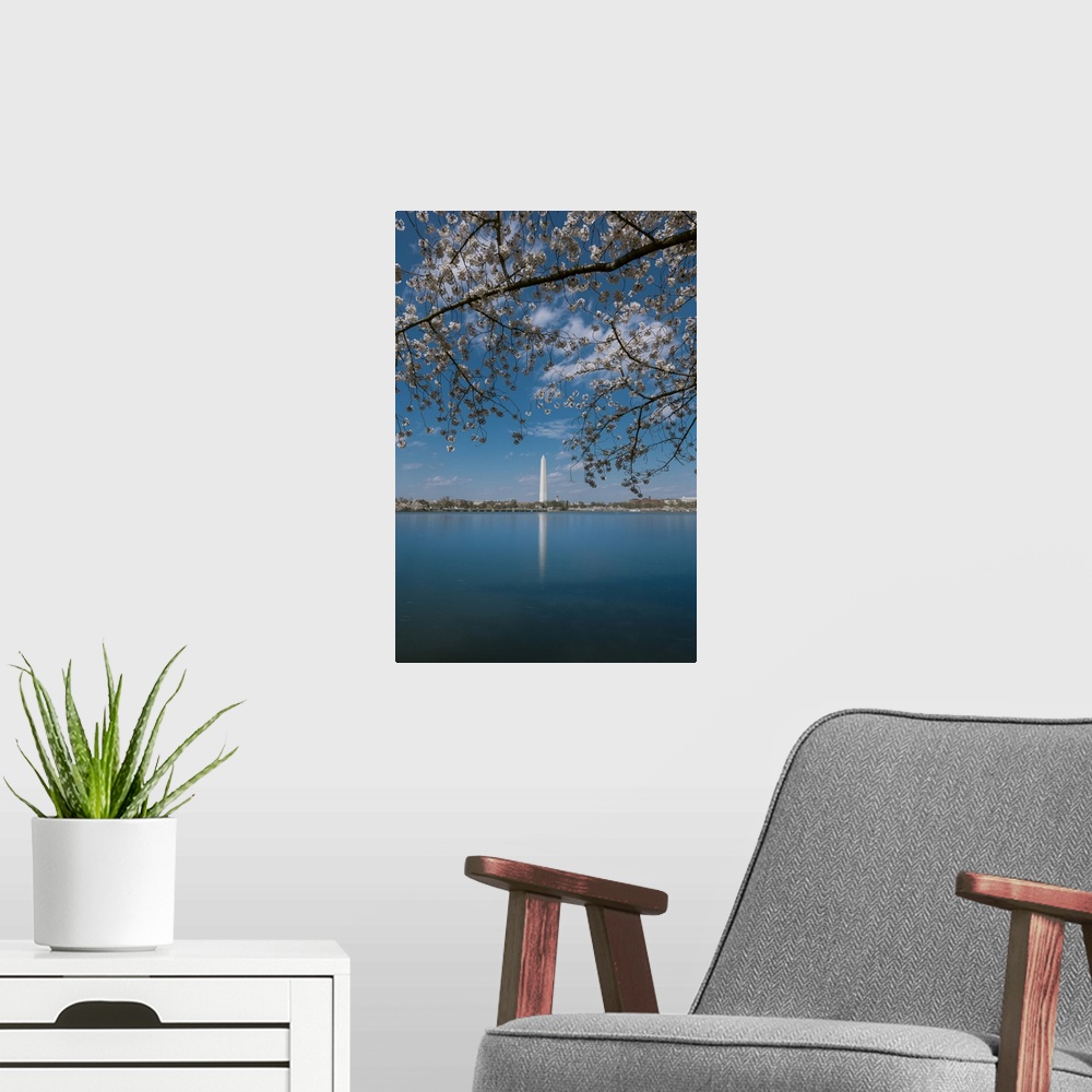 A modern room featuring Daytime long exposure of Washington Monument and its reflection in Tidal Basin in the spring