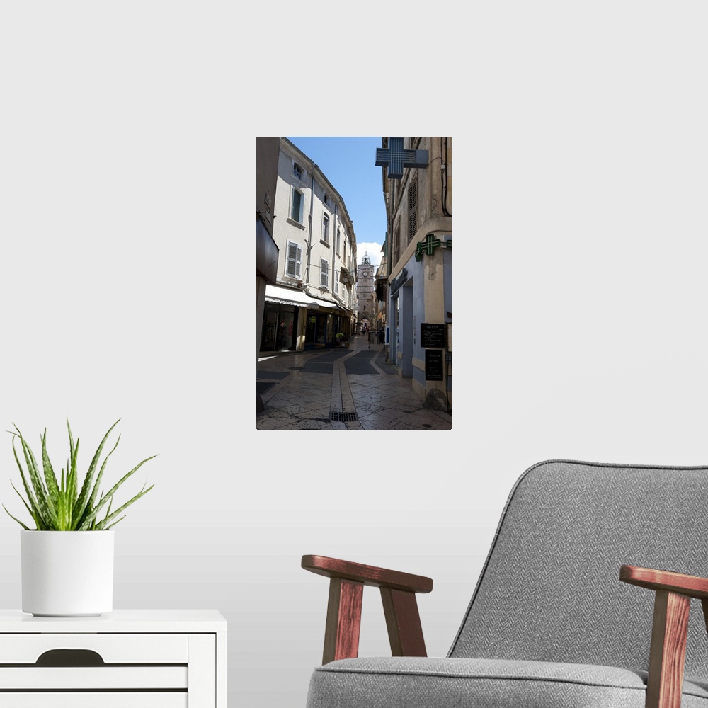 A modern room featuring Buildings along a pedestrian street, Cathedrale Ste-Anne, Apt, Luberon, Vaucluse, Provence-Alpes-...