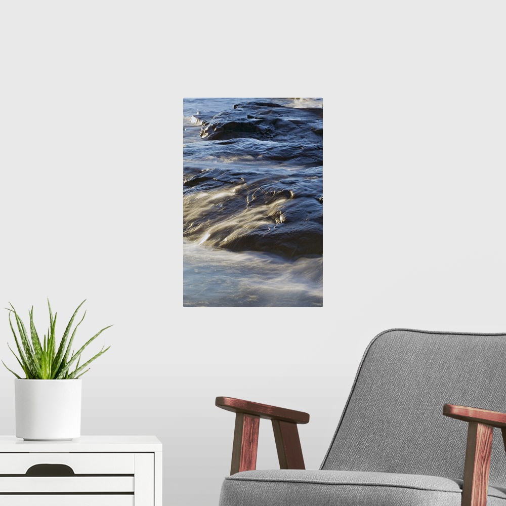 A modern room featuring Close up view of rocky Lake Superior shore, from Artist Point, Minnesota