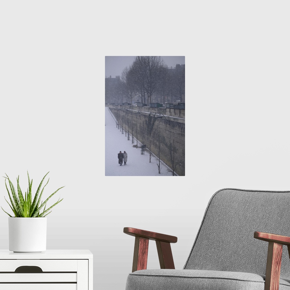 A modern room featuring France, Paris, Seine River, winter