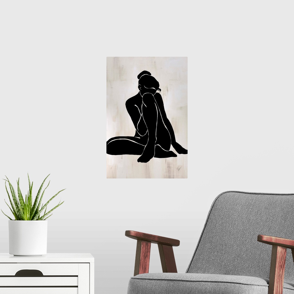 A modern room featuring Contemplative Silhouette I