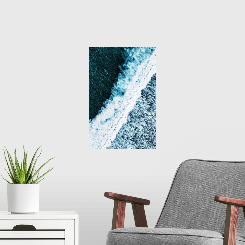 A modern room featuring Aerial Summer - Seagreen Ocean Wave