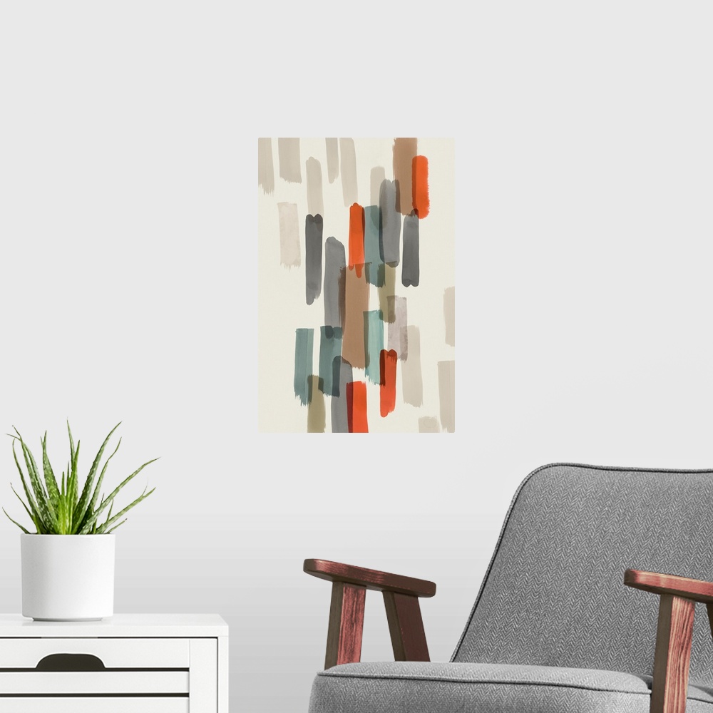 A modern room featuring Colourful Brush Strokes I