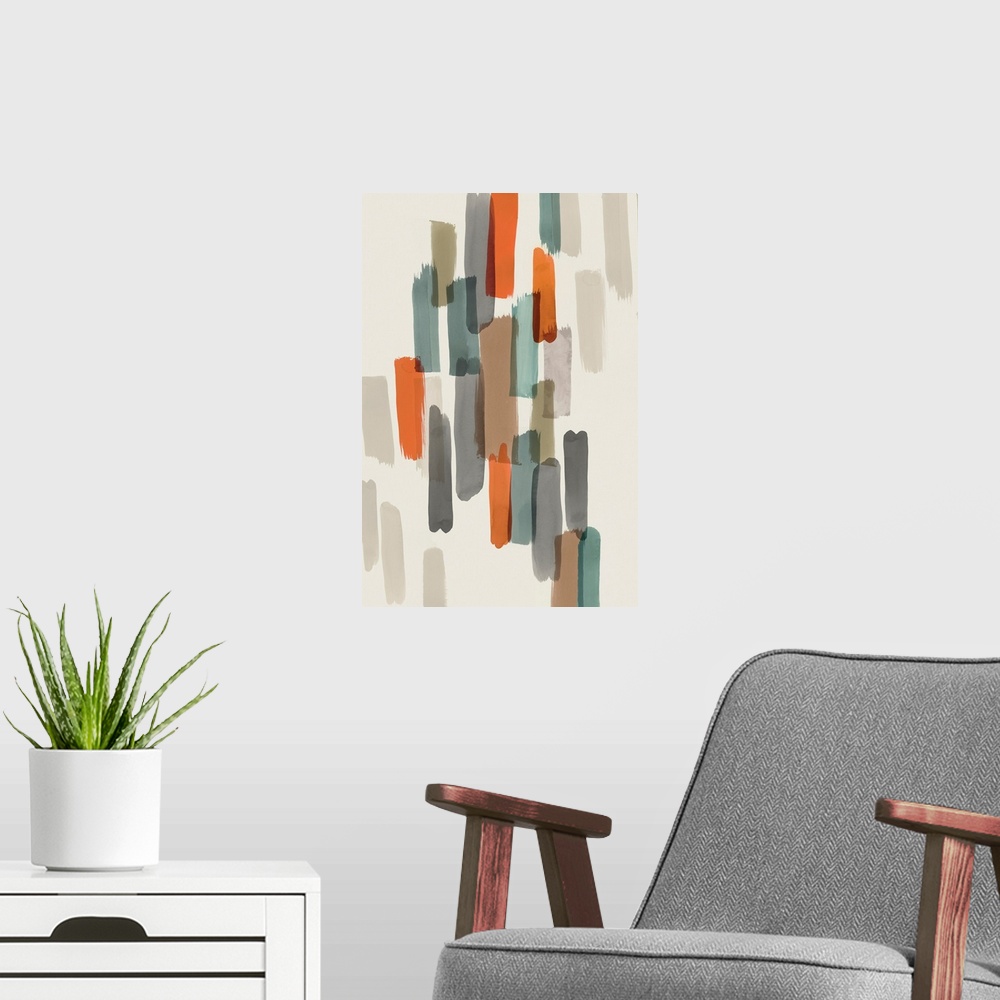 A modern room featuring Colourful Brush Strokes II