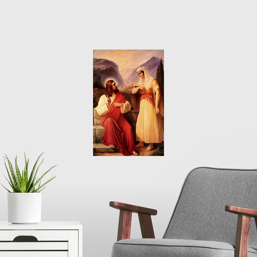 A modern room featuring Christ and the Samaritan Woman at Well