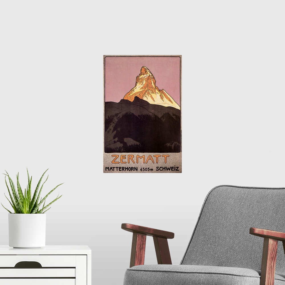 A modern room featuring Zermatt Matterhorn 4505 m