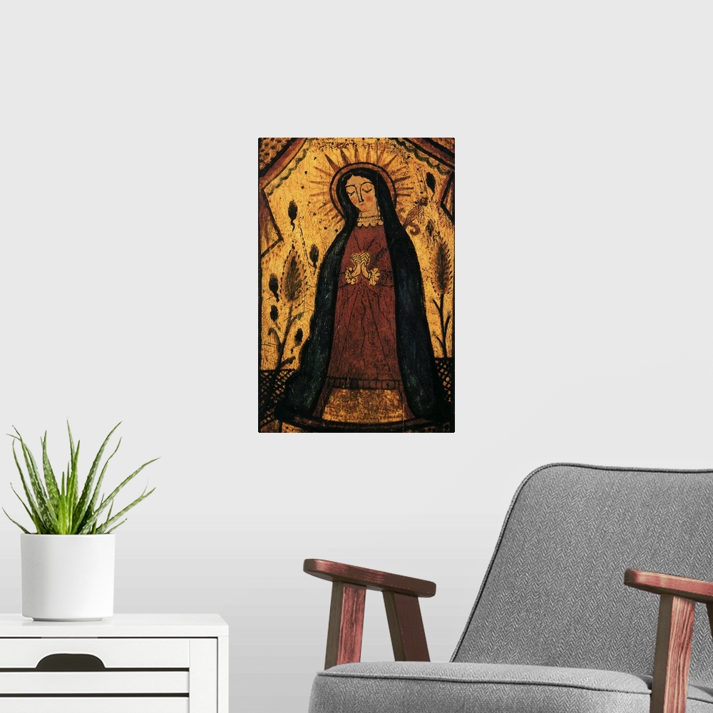 A modern room featuring Our Lady of Sorrows