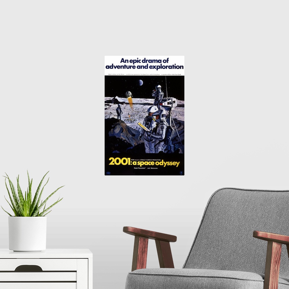 A modern room featuring 2001 Space Odyssey 2 Sci Fi Movie Poster