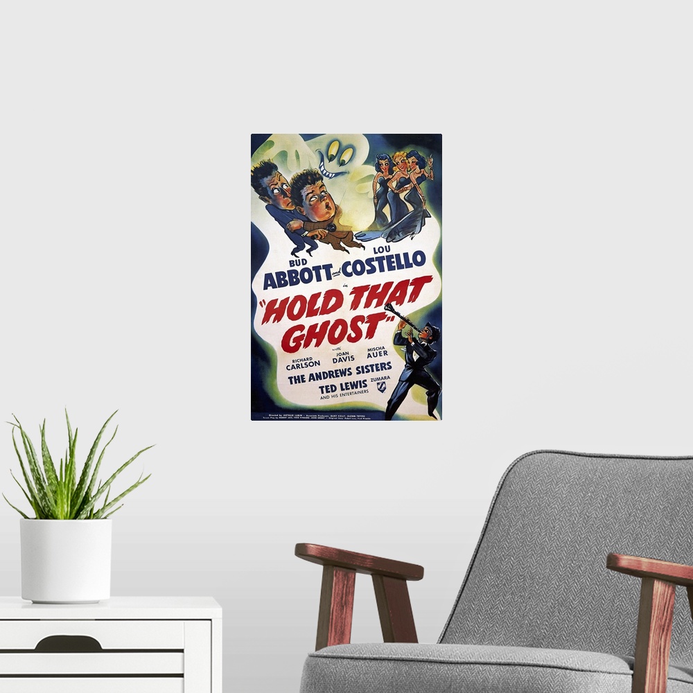 A modern room featuring Abbott and Costello Hold That Ghost