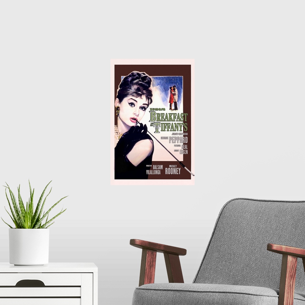 A modern room featuring Audrey Hepburn Breakfast at Tiffanys Green Text