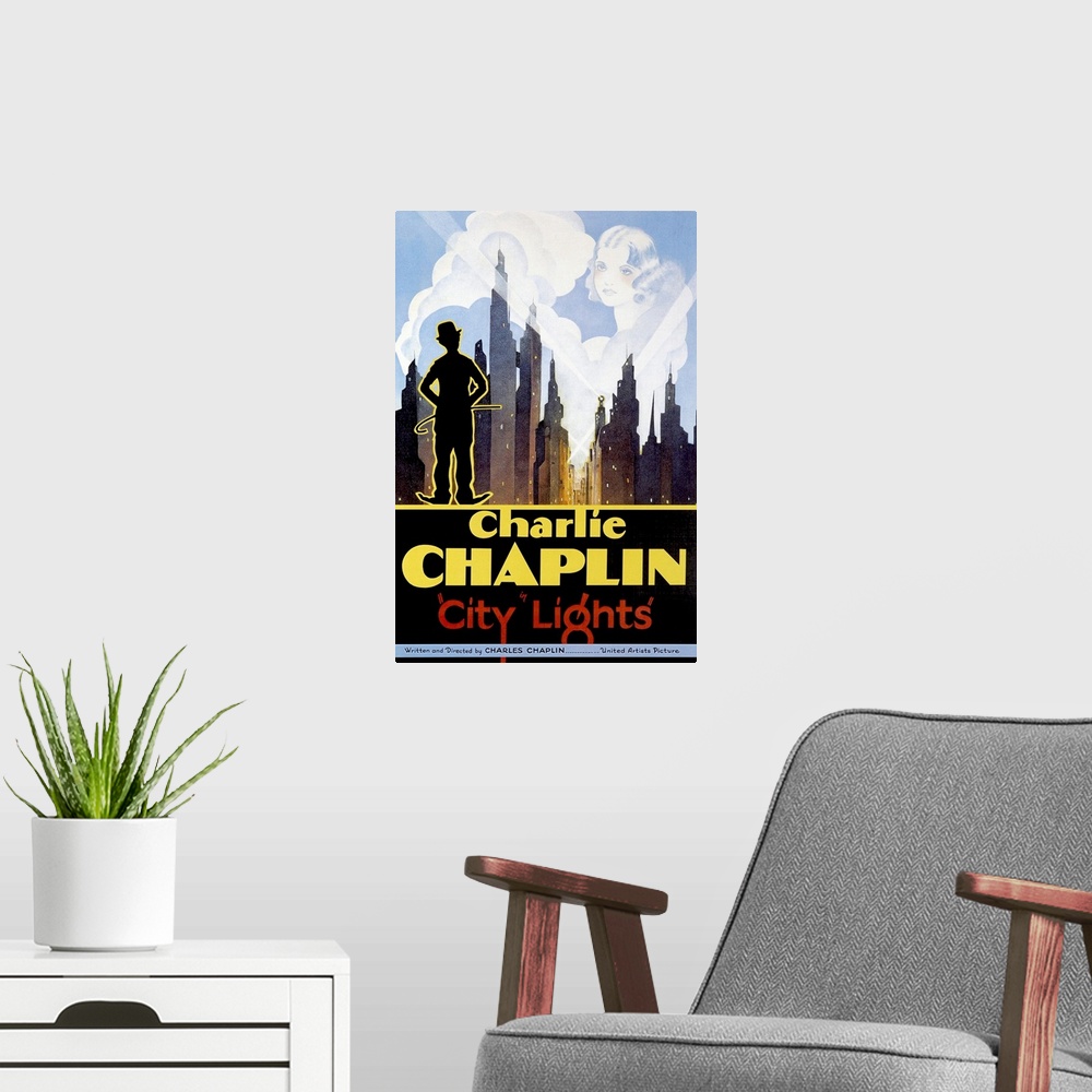 A modern room featuring Charlie Chaplin City Lights 2