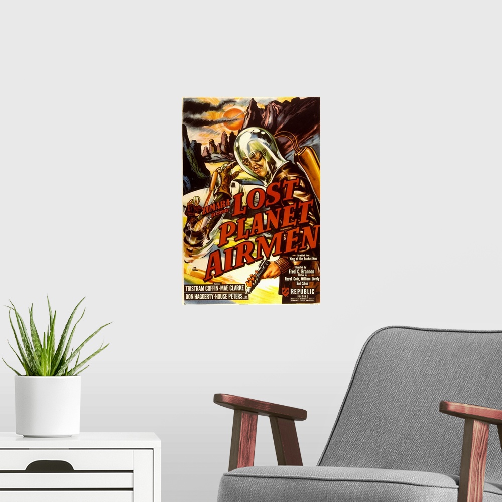 A modern room featuring Lost Planet Airmen Sci Fi Movie Poster