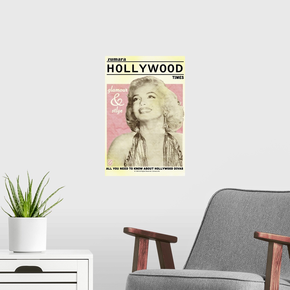 A modern room featuring Marilyn Monroe Hollywood Magazine